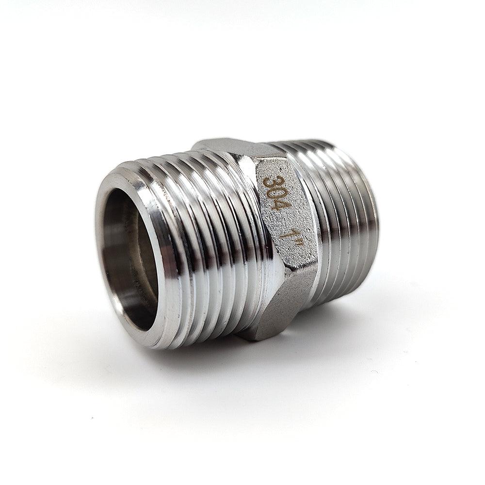 1 Inch BSP Stainless Hex Nipple - KegLand