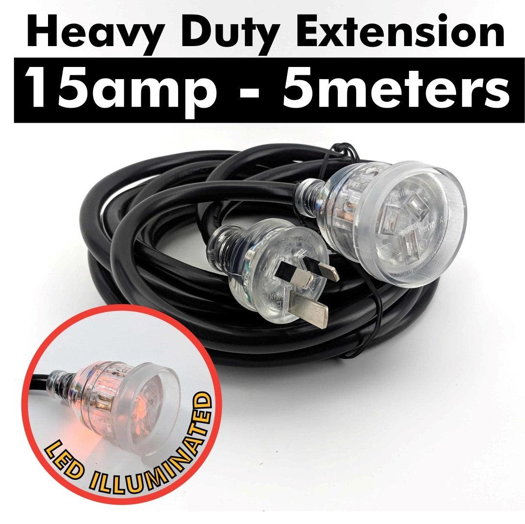 15 amp Extension Lead 5m (with LED Light) (Australian Plug) - KegLand