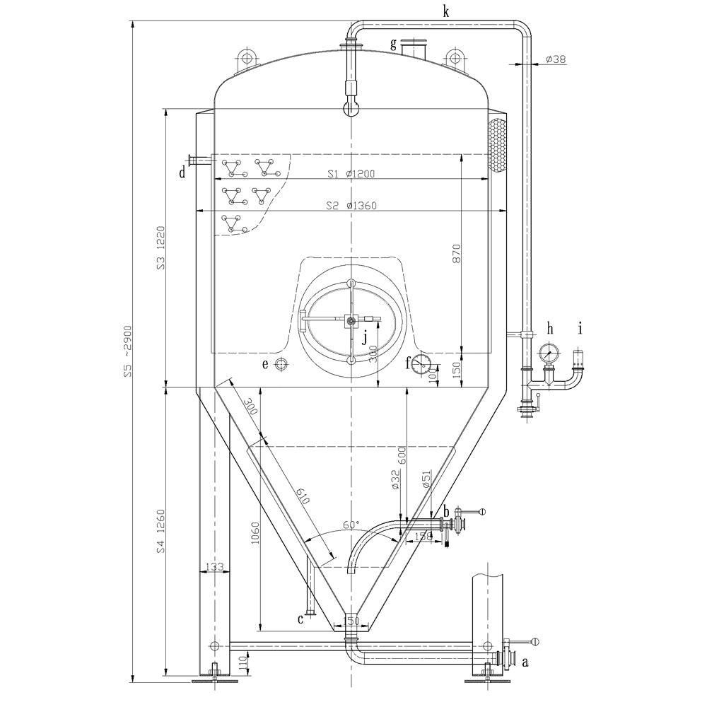 1500L Conical Fermenter (pressurisable, jacketed) - KegLand