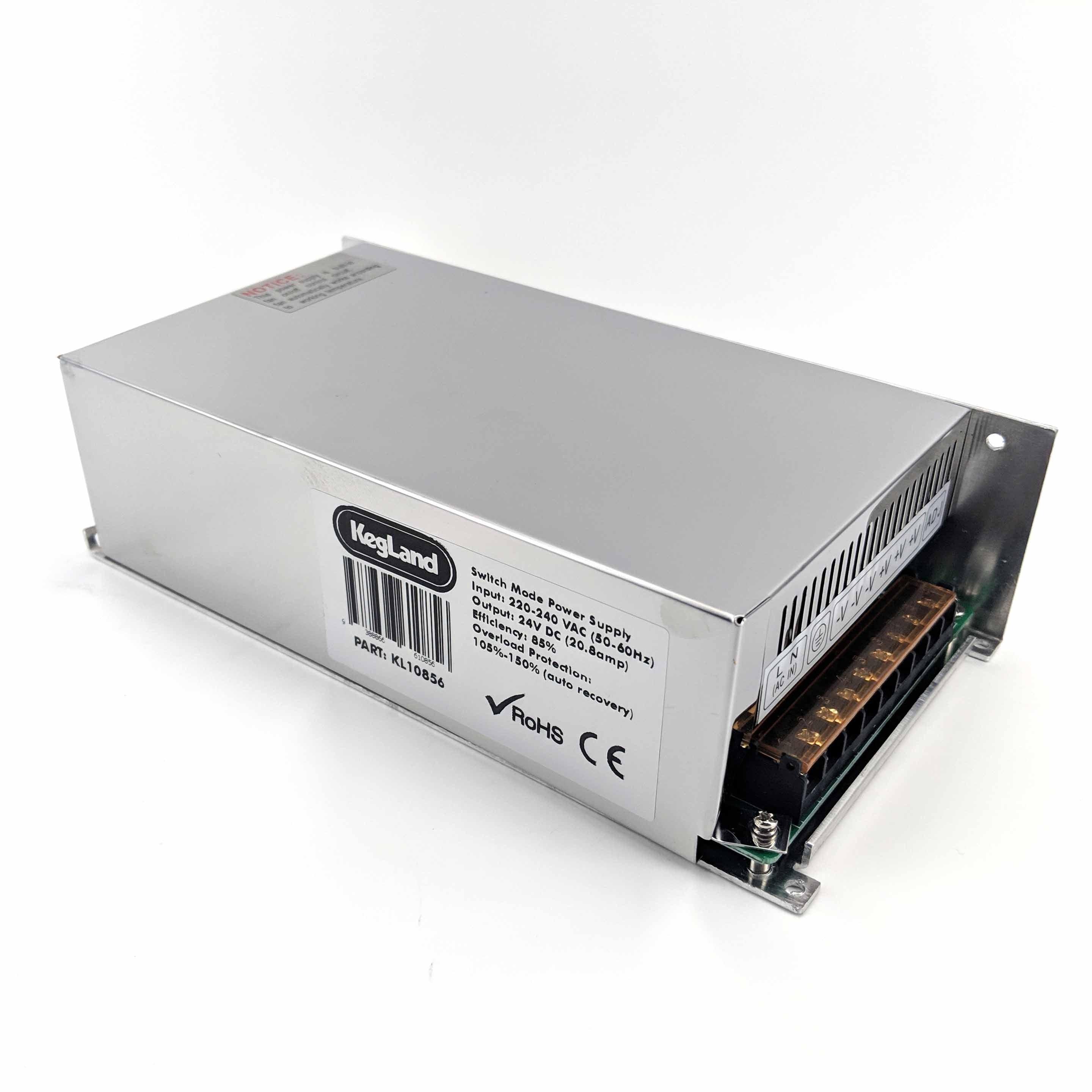 24V DC (20amp) Power Supply (240V AC 50/60Hz) with 240V and Anderson Plug Power Cords - KegLand