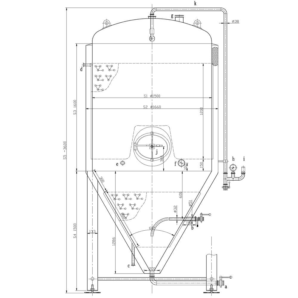 3000L Conical Fermenter (pressurisable, jacketed) - KegLand