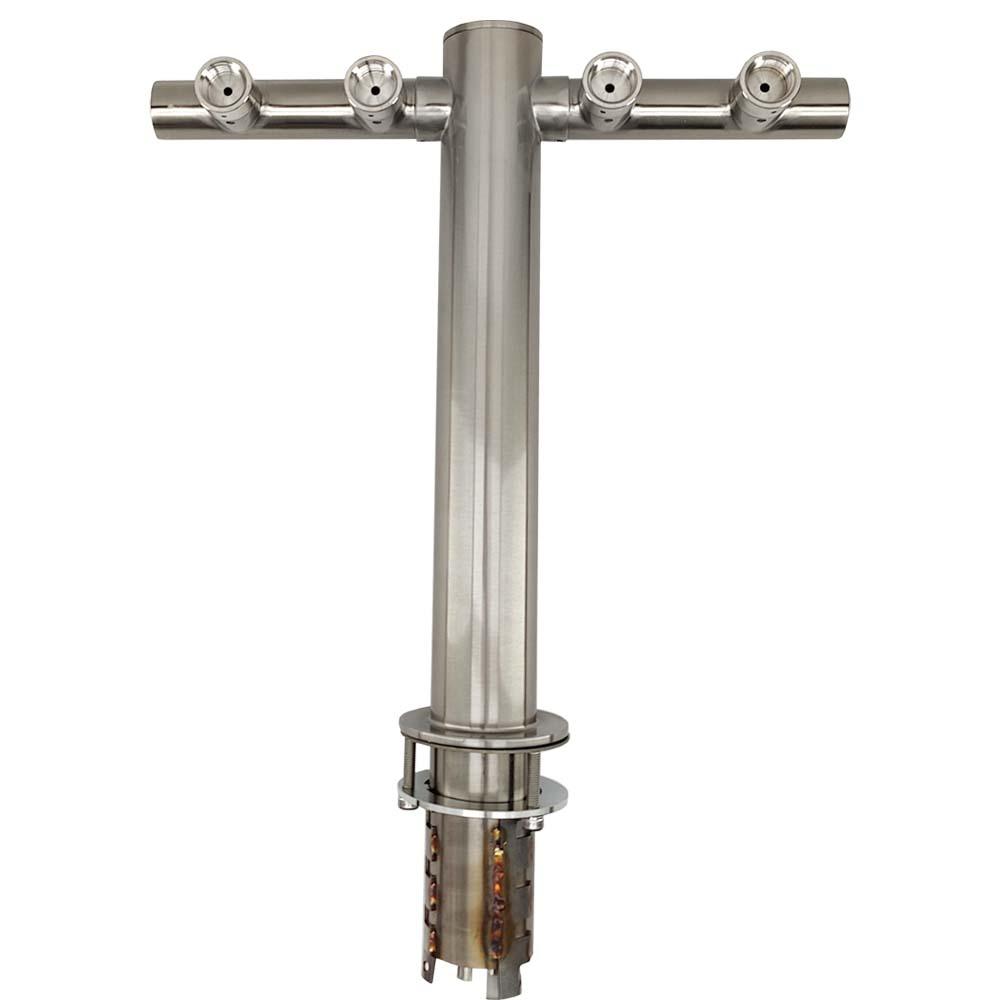 4 Tap - T-Bar Flooded Font - (Stainless Steel) - KegLand