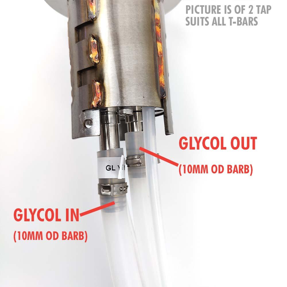 4 Tap - T-Bar Flooded Font - (Stainless Steel) - KegLand