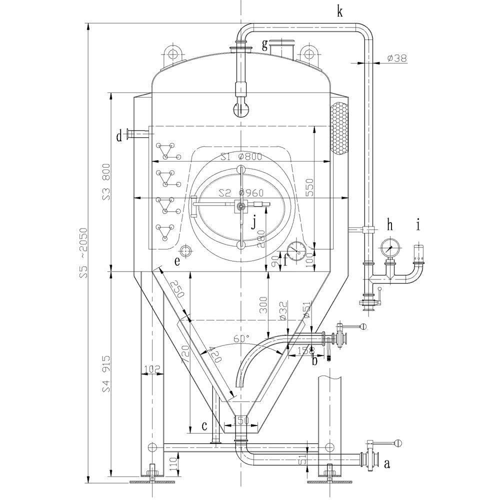 400L Conical Fermenter (pressurisable, jacketed) - KegLand