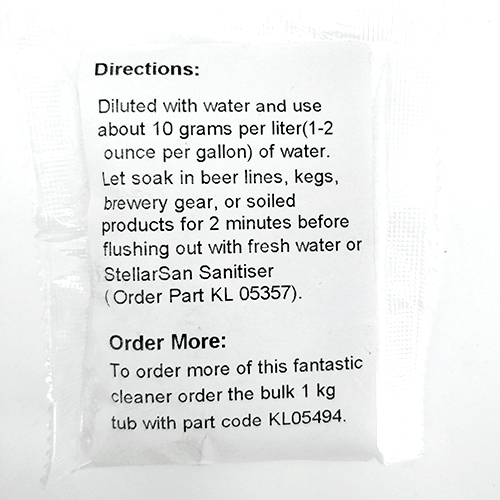 50g - StellarClean - Powerful Brewery Wash PBW (50g 1.75oz) in Sachet - KegLand