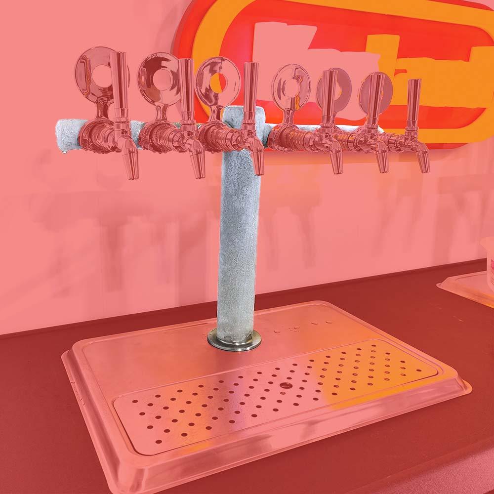 6 Tap - T-Bar Flooded Font - (Stainless Steel) - KegLand