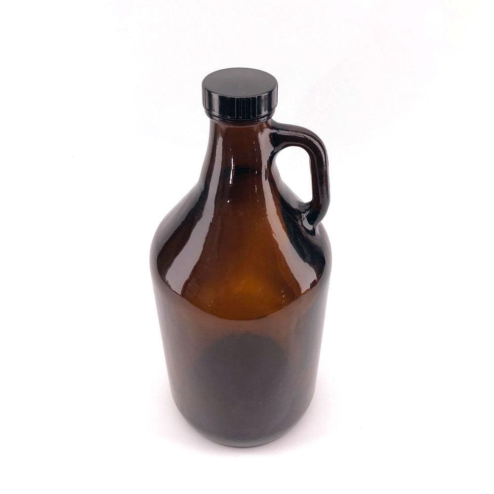 64OZ Glass Growler (1.9liter) + Black Growler Plastic Cap - KegLand