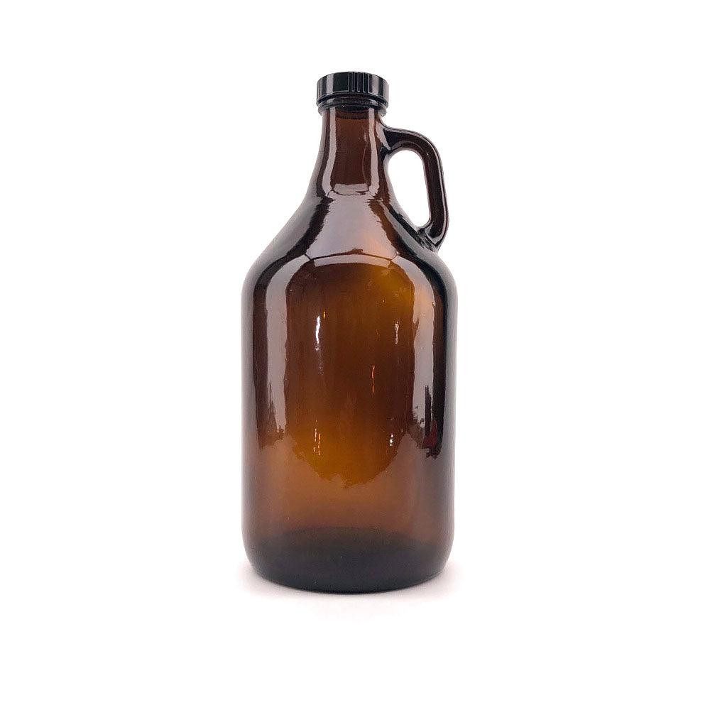 64OZ Glass Growler (1.9liter) + Black Growler Plastic Cap - KegLand