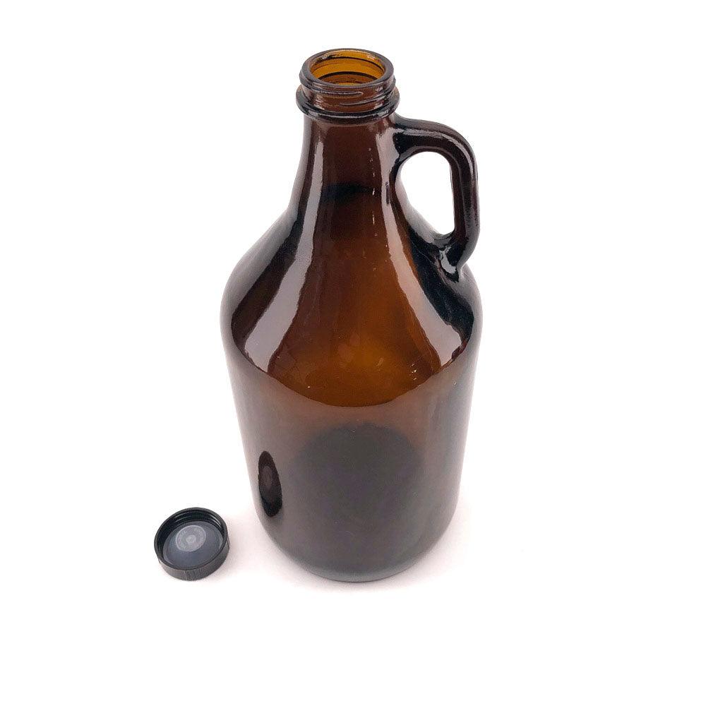 64OZ Glass Growler (1.9liter) + Black Growler Plastic Cap - KegLand
