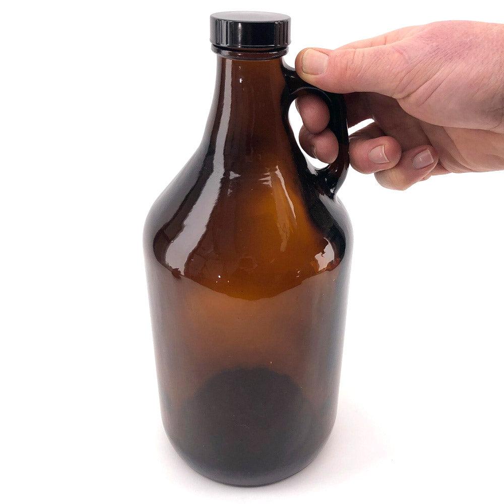 64OZ Glass Growler (1.9liter) + Black Growler Plastic Cap - KegLand