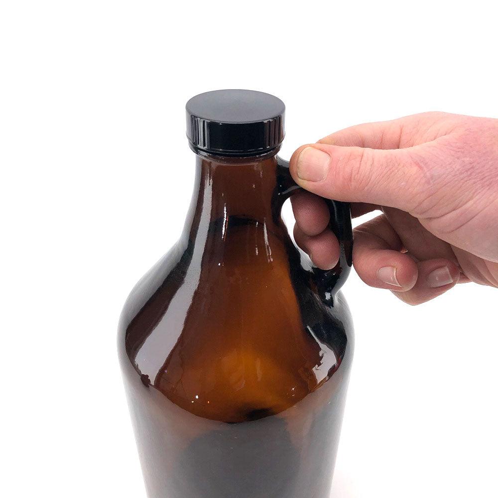 64OZ Glass Growler (1.9liter) + Black Growler Plastic Cap - KegLand