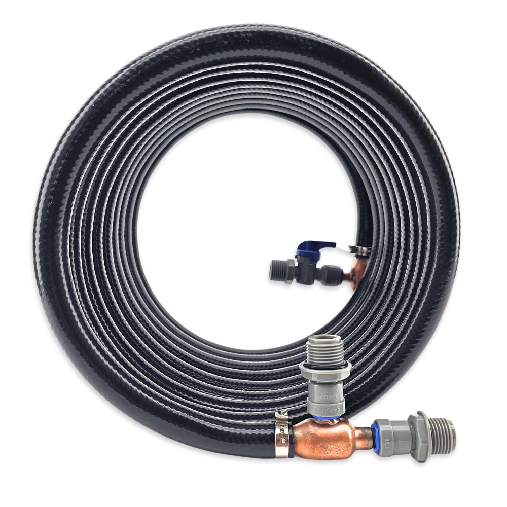 These copper counter flow chillers are probably one of the fastest ways to chill wort. They are similarly efficient as the 30 plate chillers however they are easier to clean as they do not have all the small crevasses to trap hop material and other
solids.
