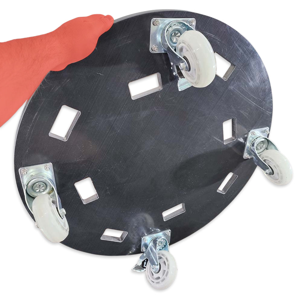 The feet of those brewing systems slot into the grooved on the dolly plate to move your brewery around.