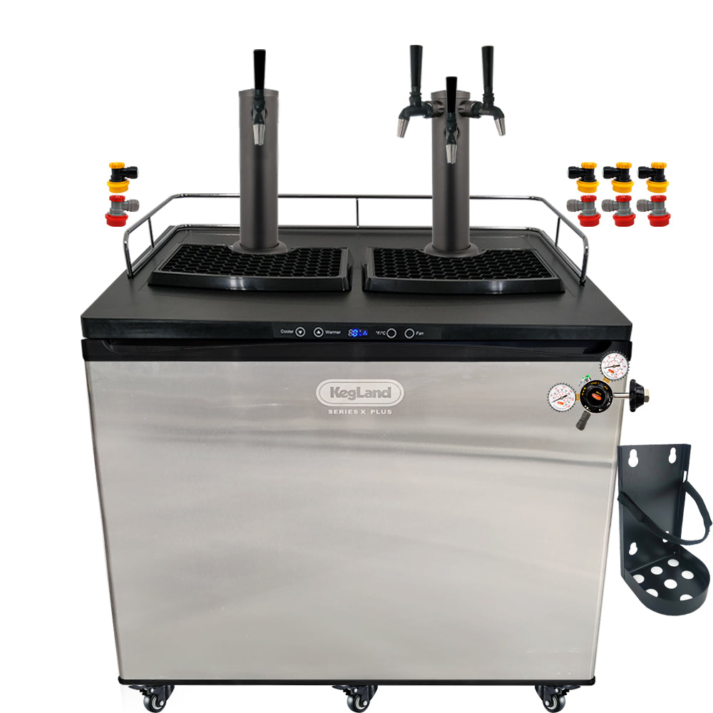 Go back to back black with the a Home Brew Kegerator Kit from KegLand. Comes with everything you need to get setup with your home brew kegs.