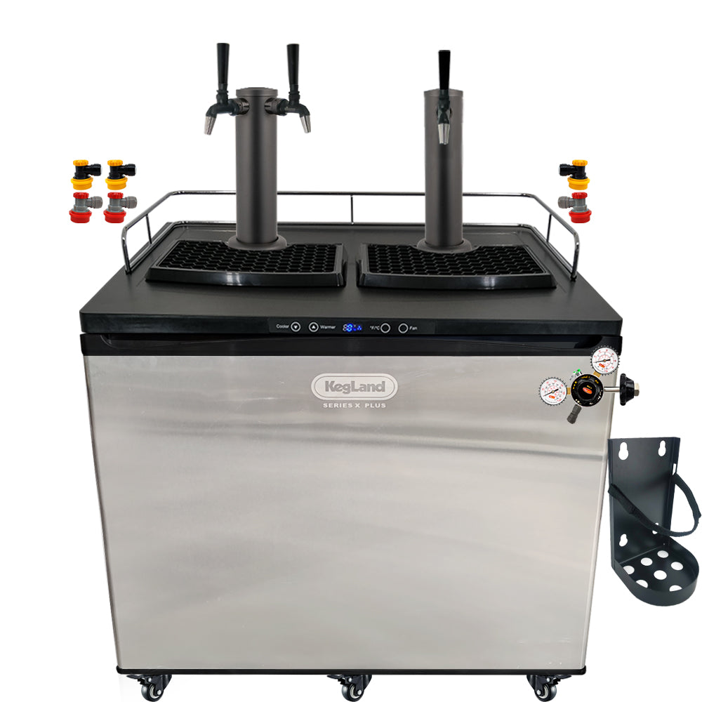 Go back to back black with the a Home Brew Kegerator Kit from KegLand. Comes with everything you need to get setup with your home brew kegs.