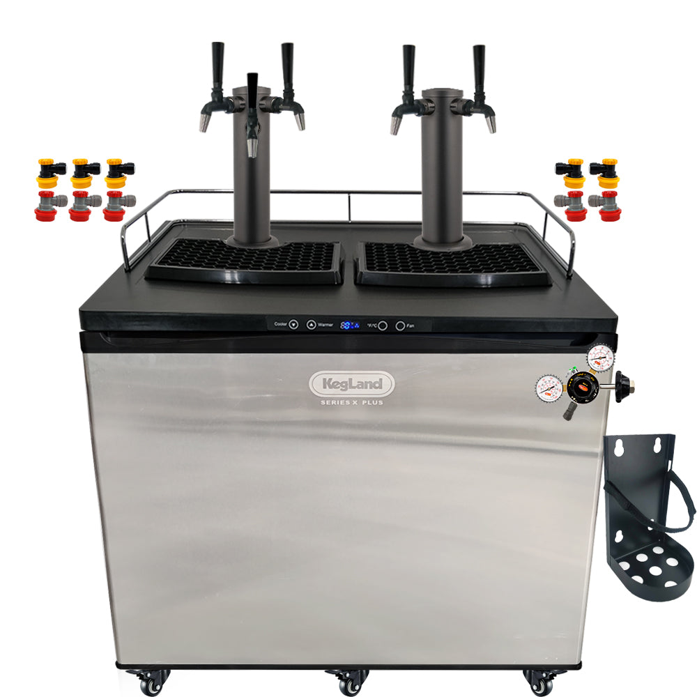 Go back to back black with the a Home Brew Kegerator Kit from KegLand. Comes with everything you need to get setup with your home brew kegs.