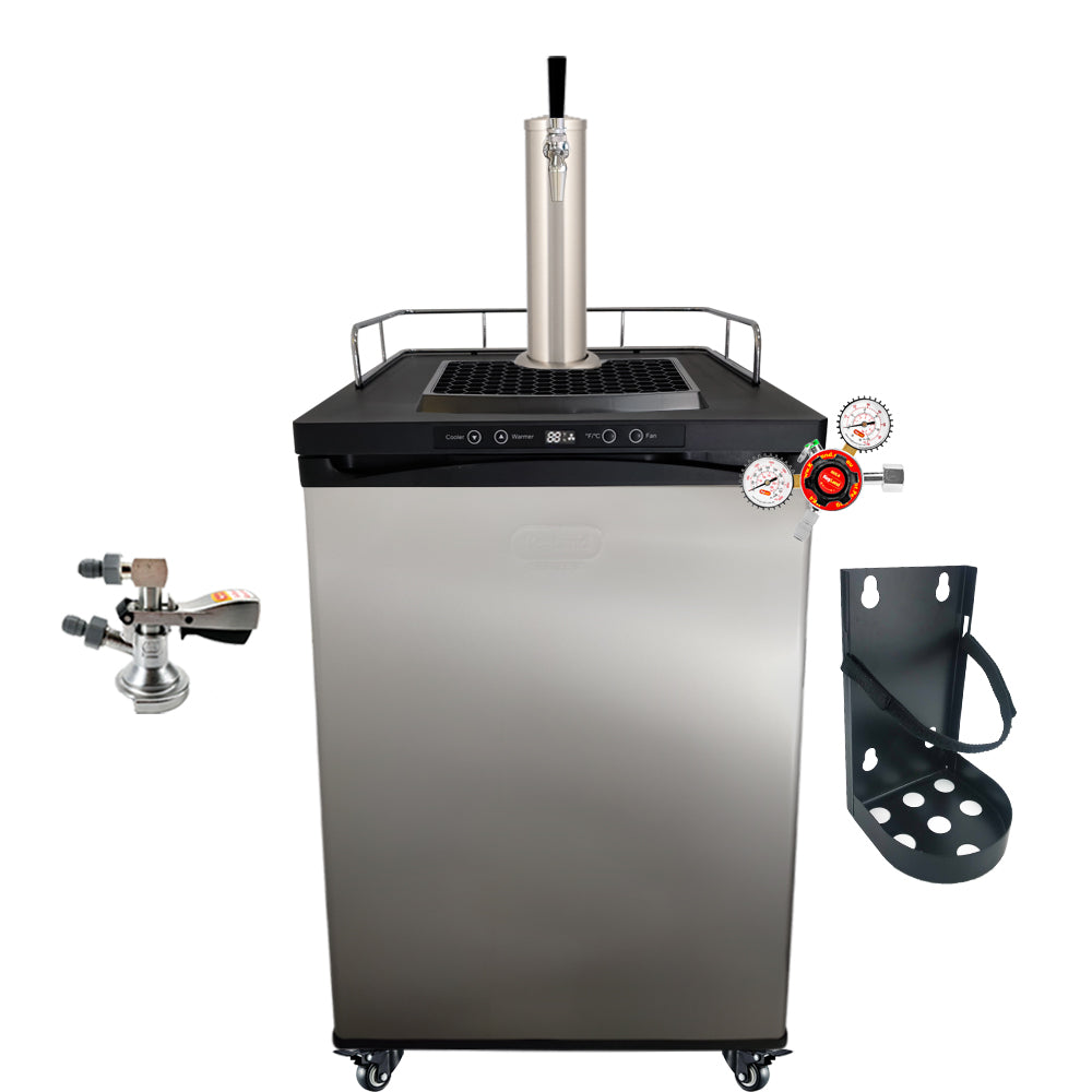 This is a simplified builder to get you up and running with some commercially purchased kegs. One Tap Systems are purchased to dispense pub sized 50L kegs.