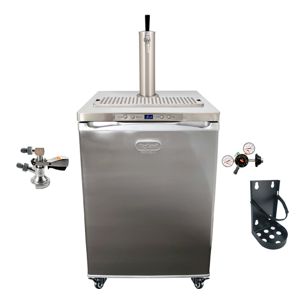 This is a simplified builder to get you up and running with some commercially purchased kegs. One Tap Systems are purchased to dispense pub sized 50L kegs.
