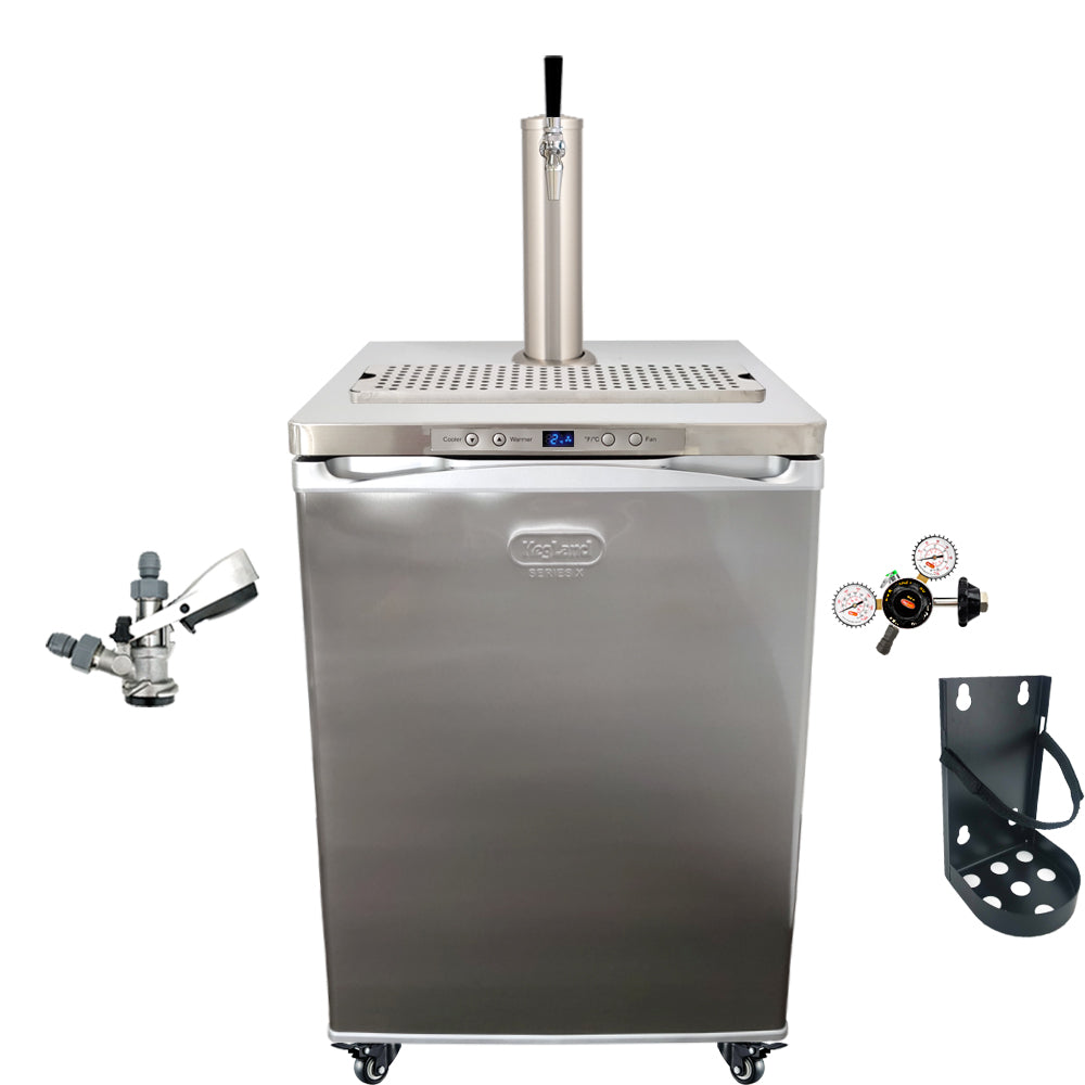 This is a simplified builder to get you up and running with some commercially purchased kegs. One Tap Systems are purchased to dispense pub sized 50L kegs.