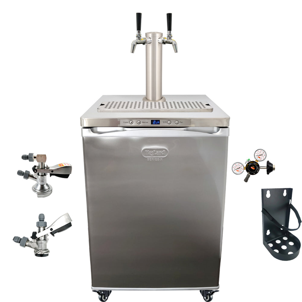 This is a simplified builder to get you up and running with some commercially purchased kegs. One Tap Systems are purchased to dispense pub sized 50L kegs.
