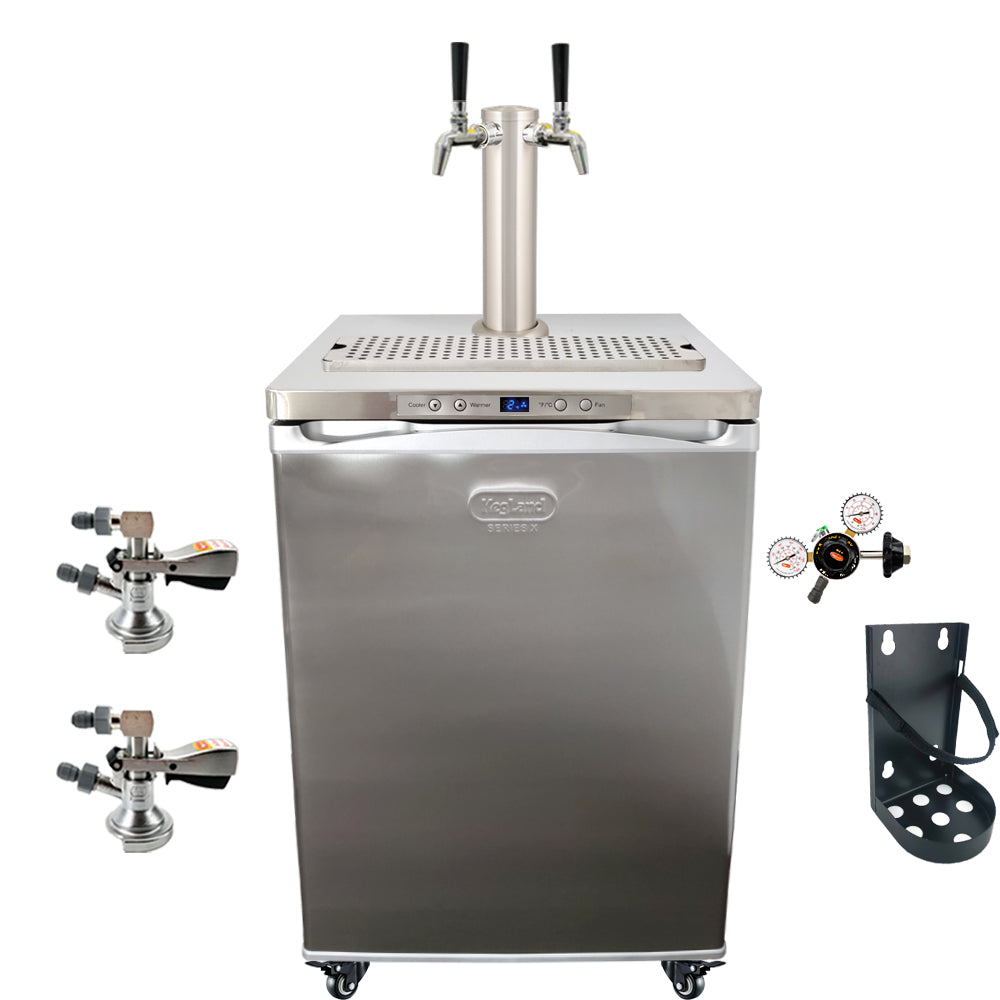 This is a simplified builder to get you up and running with some commercially purchased kegs. One Tap Systems are purchased to dispense pub sized 50L kegs.
