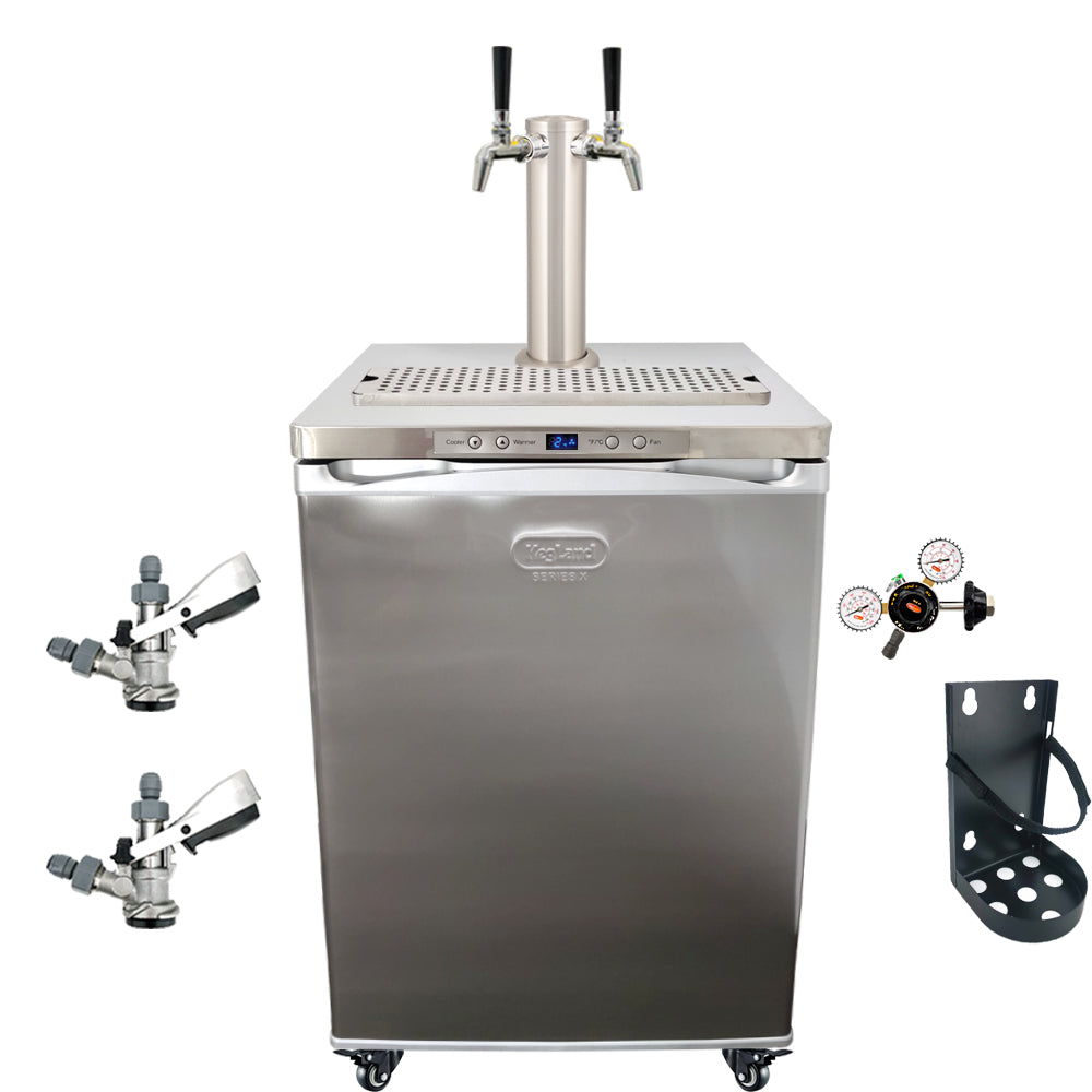This is a simplified builder to get you up and running with some commercially purchased kegs. One Tap Systems are purchased to dispense pub sized 50L kegs.