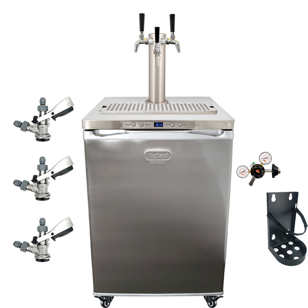 This is a simplified builder to get you up and running with some commercially purchased kegs. One Tap Systems are purchased to dispense pub sized 50L kegs.