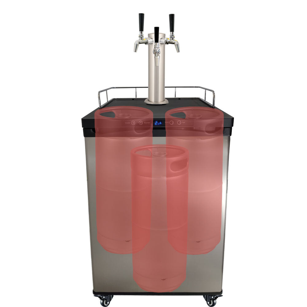 This is a simplified builder to get you up and running with some commercially purchased kegs. One Tap Systems are purchased to dispense pub sized 50L kegs.