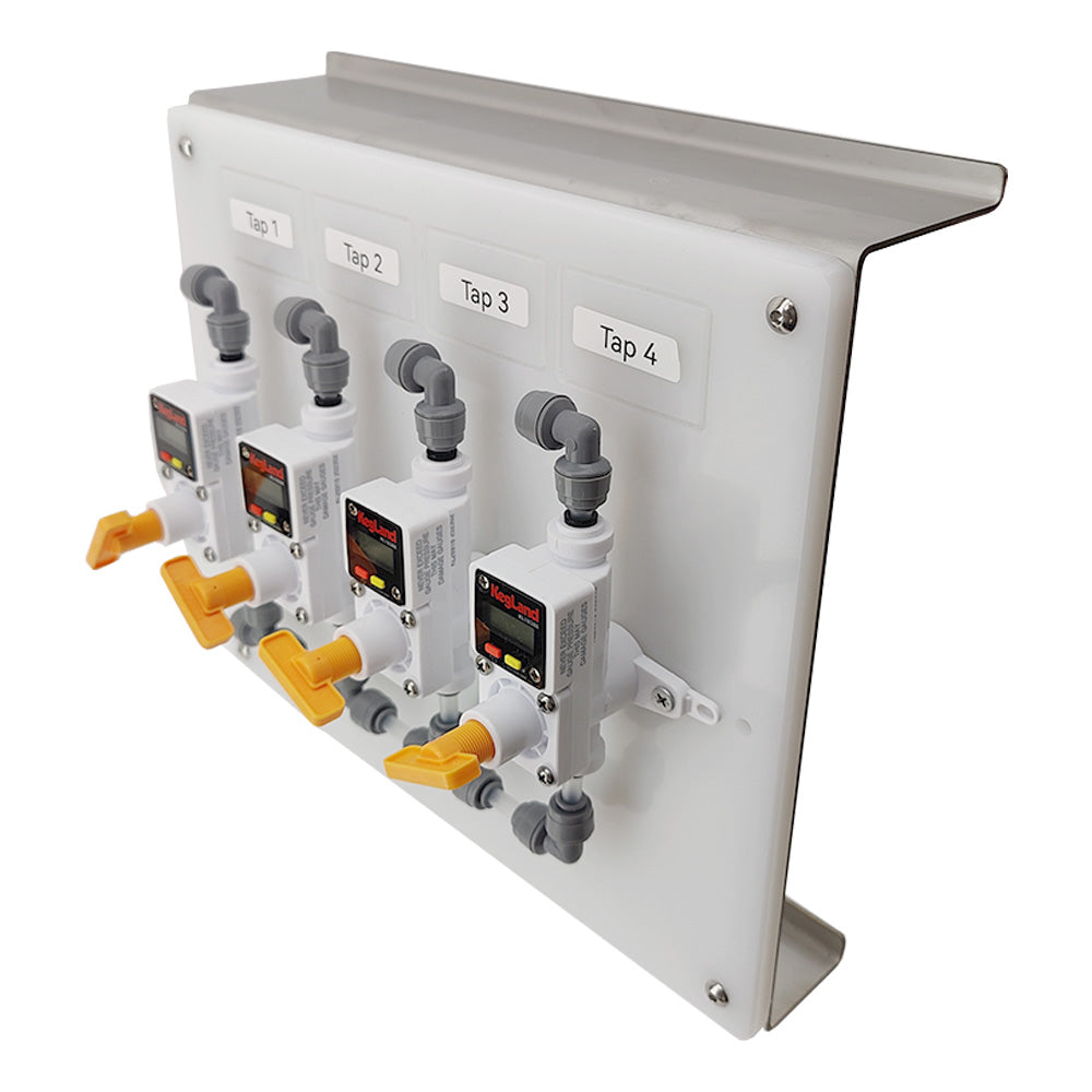 This manifold board kit hangs from the chrome guard rail of your Kegerator. No need for drilling, sticky tape or glues at all.