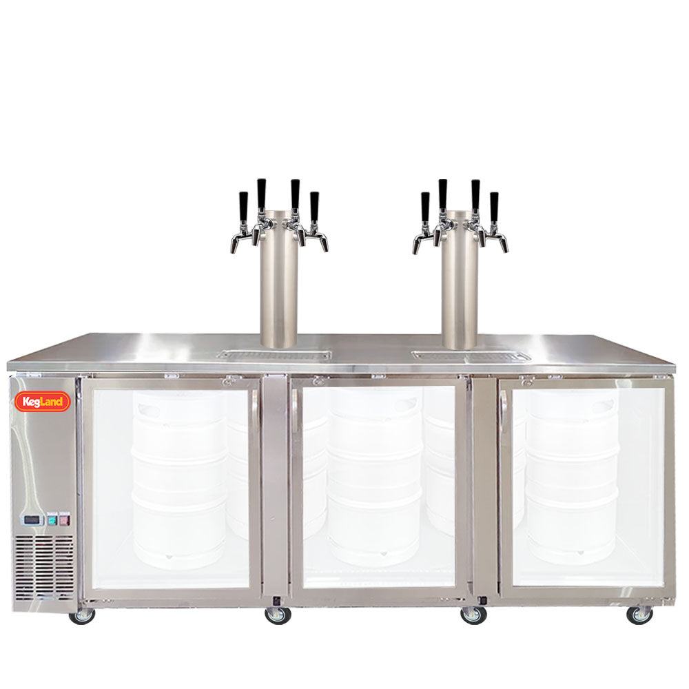 Build your Grand Deluxe 3 Two Glass Door Kegerator with KegLand. Dispense up to 20 homebrew kegs or 5 Commercial 50L Kegs. This is suitable for small bars and cafes.