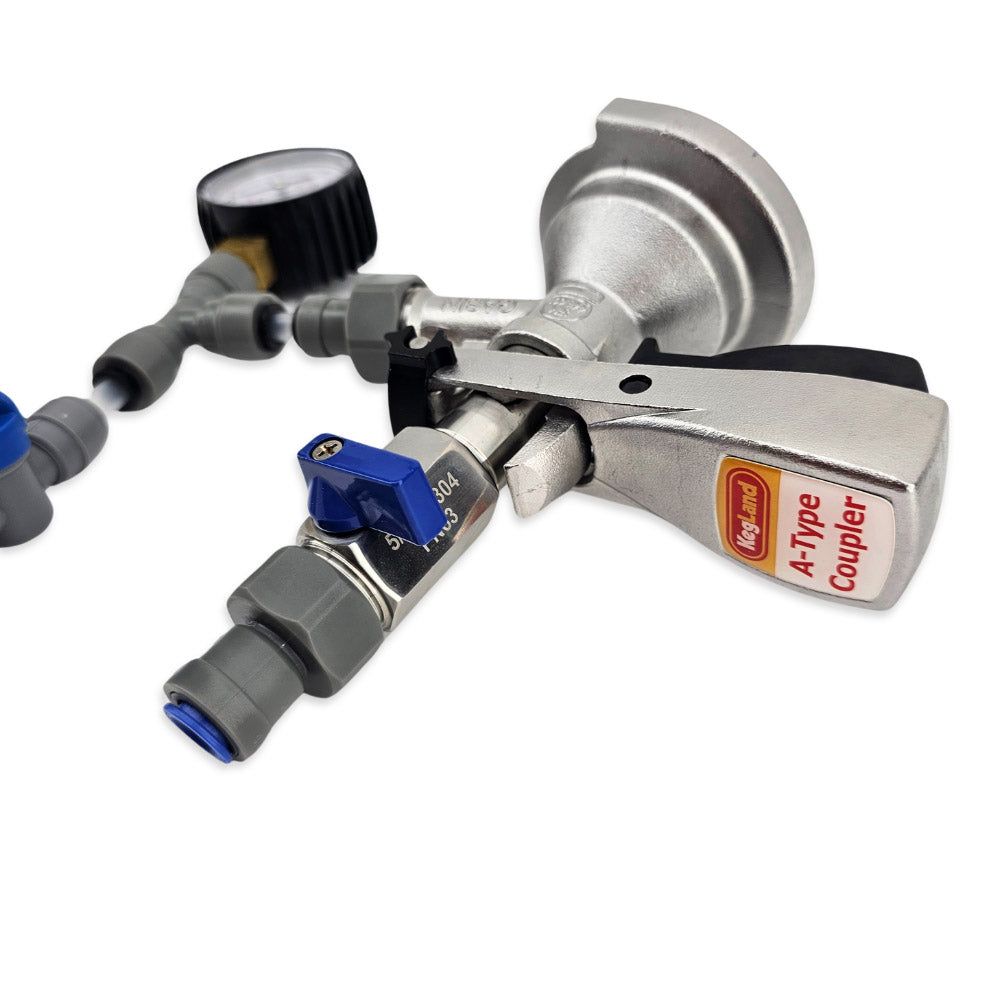 This Talos A-Type Filling coupler is fitted with a 9.5mm duotight x 5/8" Female fitting. Suitable hosing to fill would be KL06248 EVABarrier 6.3mm(1/4inch)ID x 9.5mm (3/8inch)OD (12m)