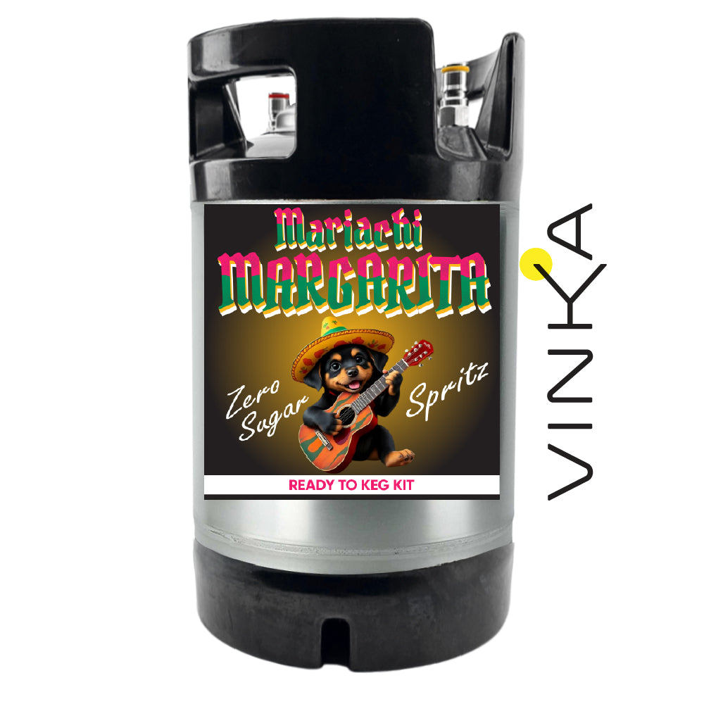 Mariachi Margarita Zero Sugar Spritz ready-to-keg kit with Vinka branding on a white background