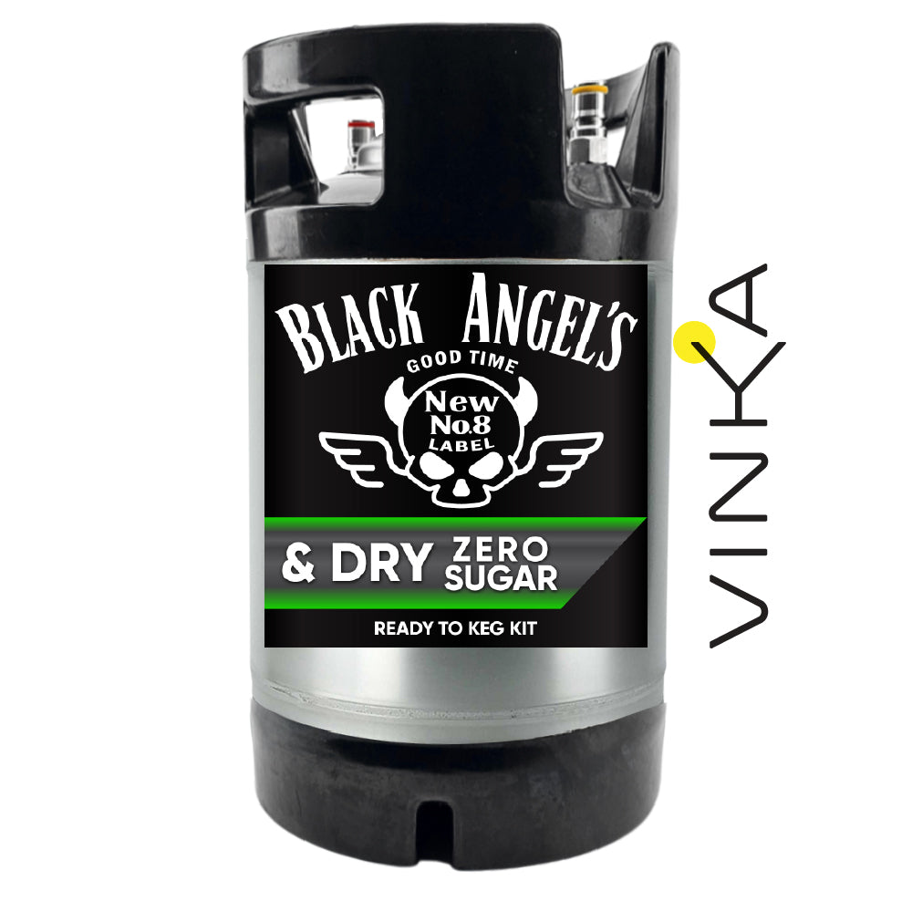 Black Angel's beer keg kit with a visible brand logo on a white background