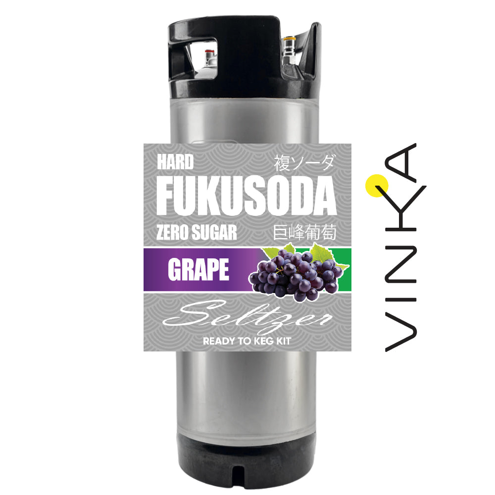 Fukusoda grape seltzer kit with Vinka branding on a white background