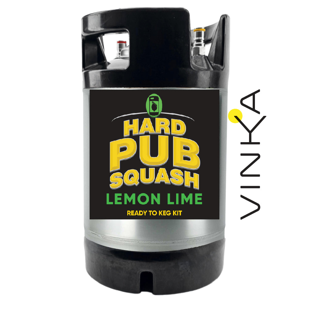 Mix up a Half Size KL02882 9.5L Ball Lock Keg of classic alcoholic Lemon Lime Pub Squash at home with ease with the fully formulated Impressence Hard Pub Squash Lemon Lime Kit.