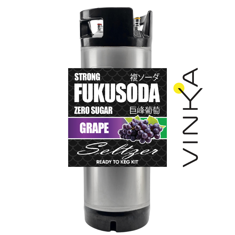 Fukusoda grape seltzer kit with Vinka branding on a white background