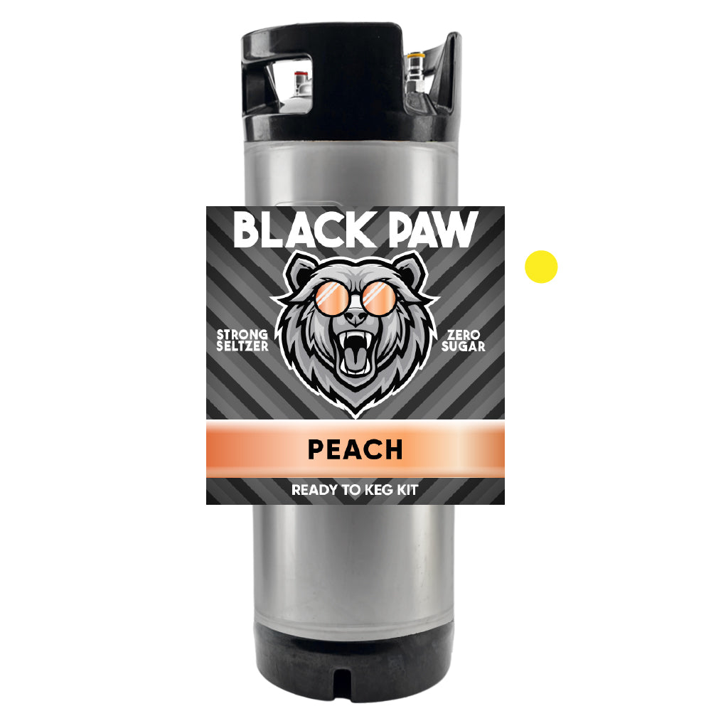 Black Paw Strong Seltzer Peach ready-to-keg kit with Vinka branding on a white background