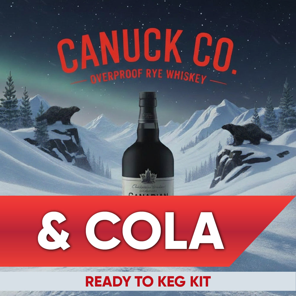 Bottle of whiskey with bears in a snowy landscape and 'Canuck Co.' branding.
