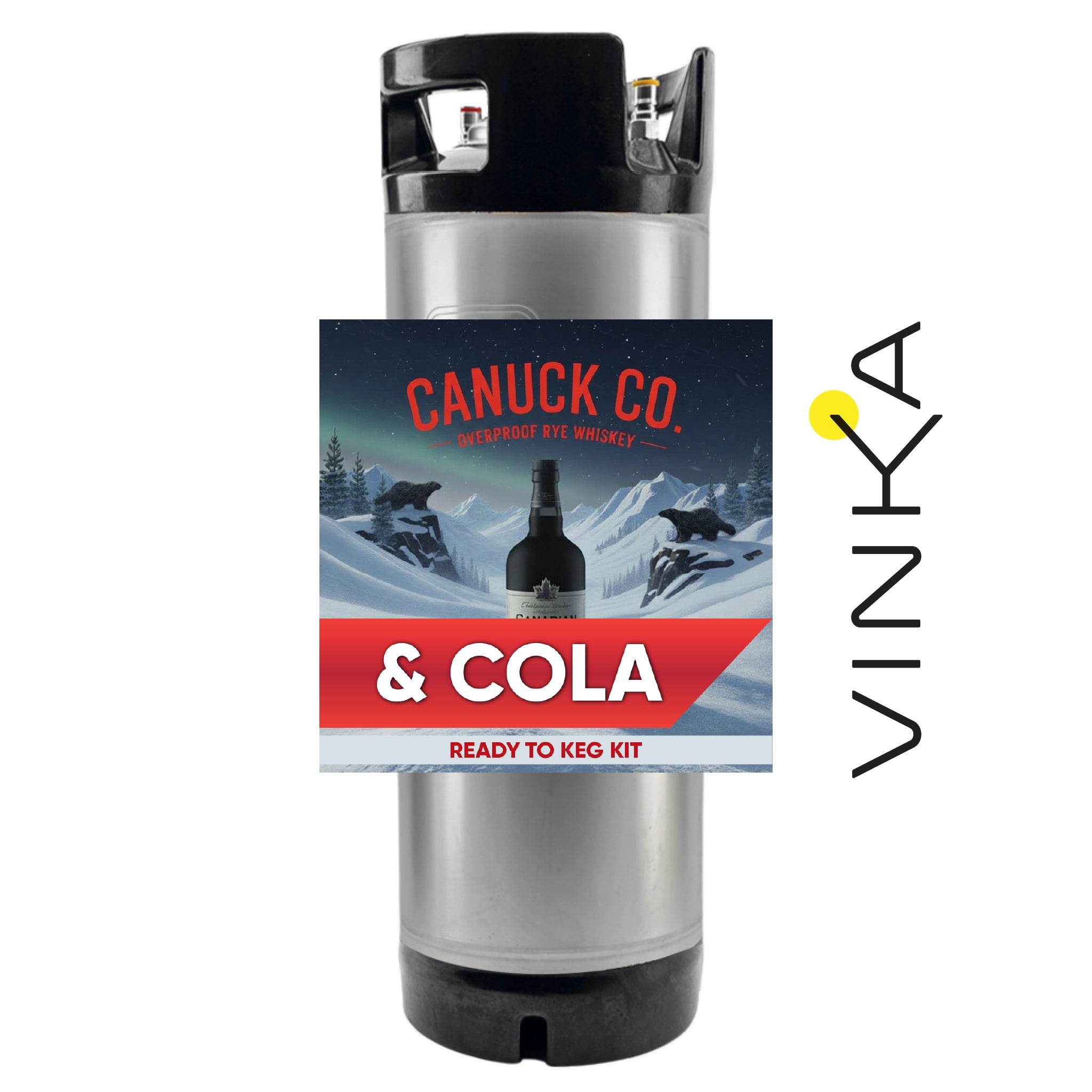 Canuck Co. & Cola ready-to-keg kit with Vinka branding on a white background