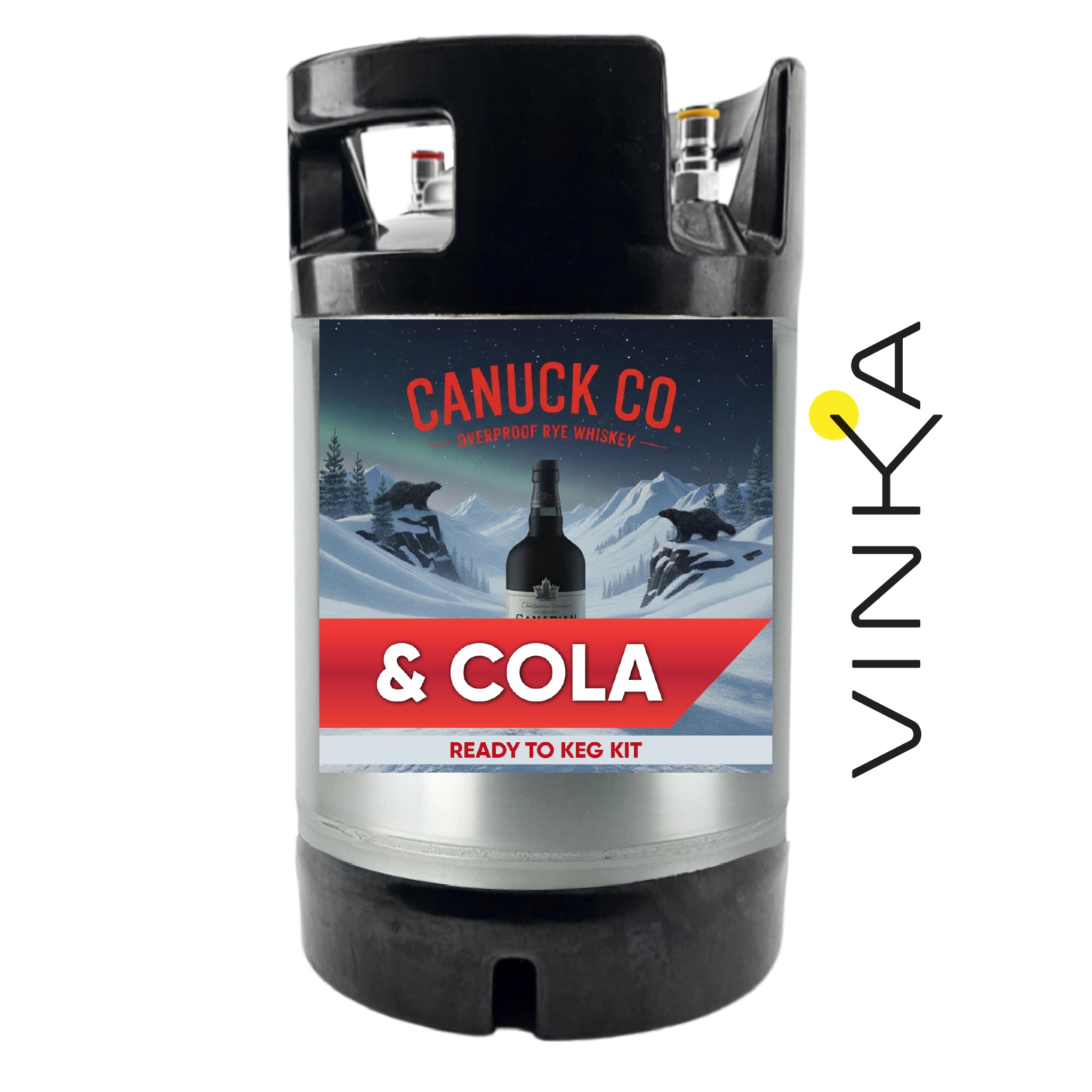 Canuck Co. & Cola ready-to-keg kit with Vinka branding on a white background