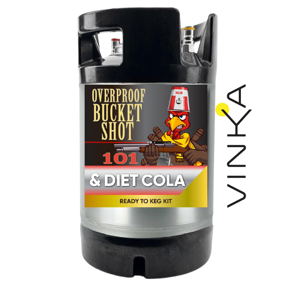 Vinka Overproof Bucket Shot & Diet Cola keg kit on a white background
