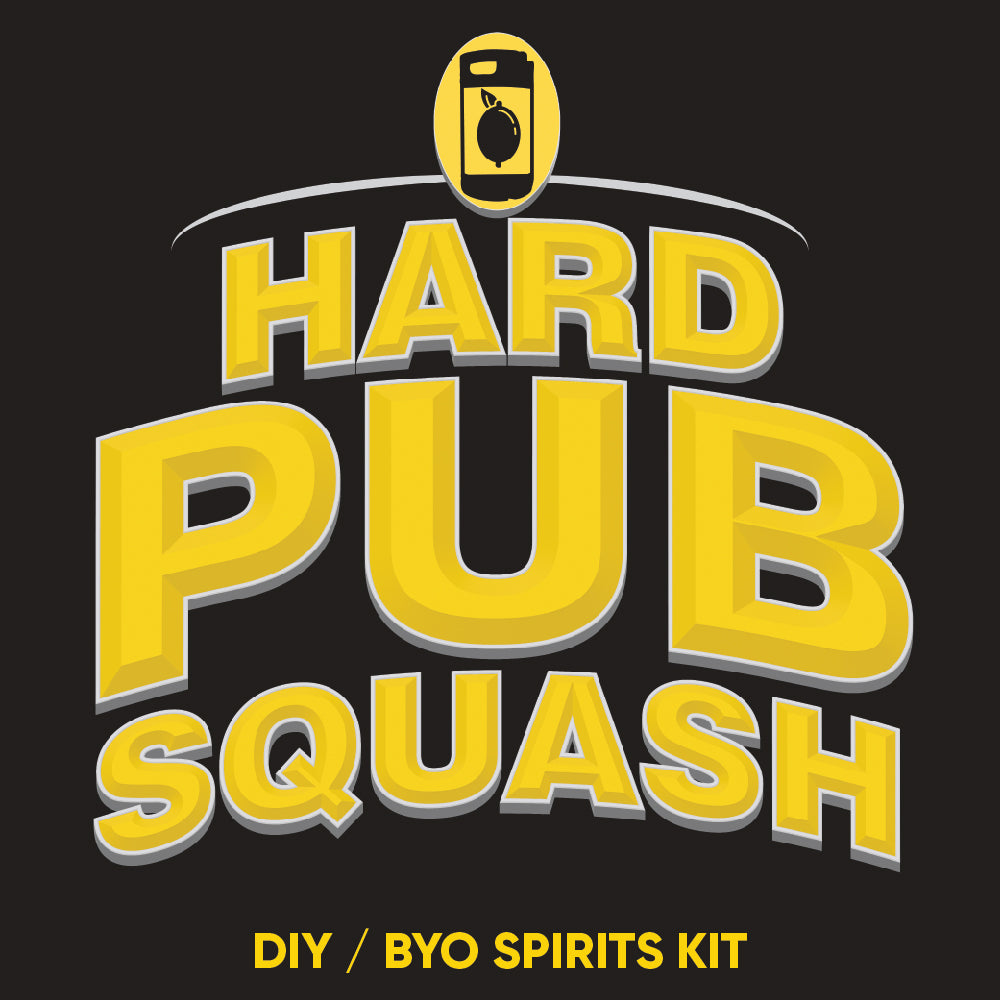 Hard Pub Squash DIY BYO Spirits Kit logo on a black background