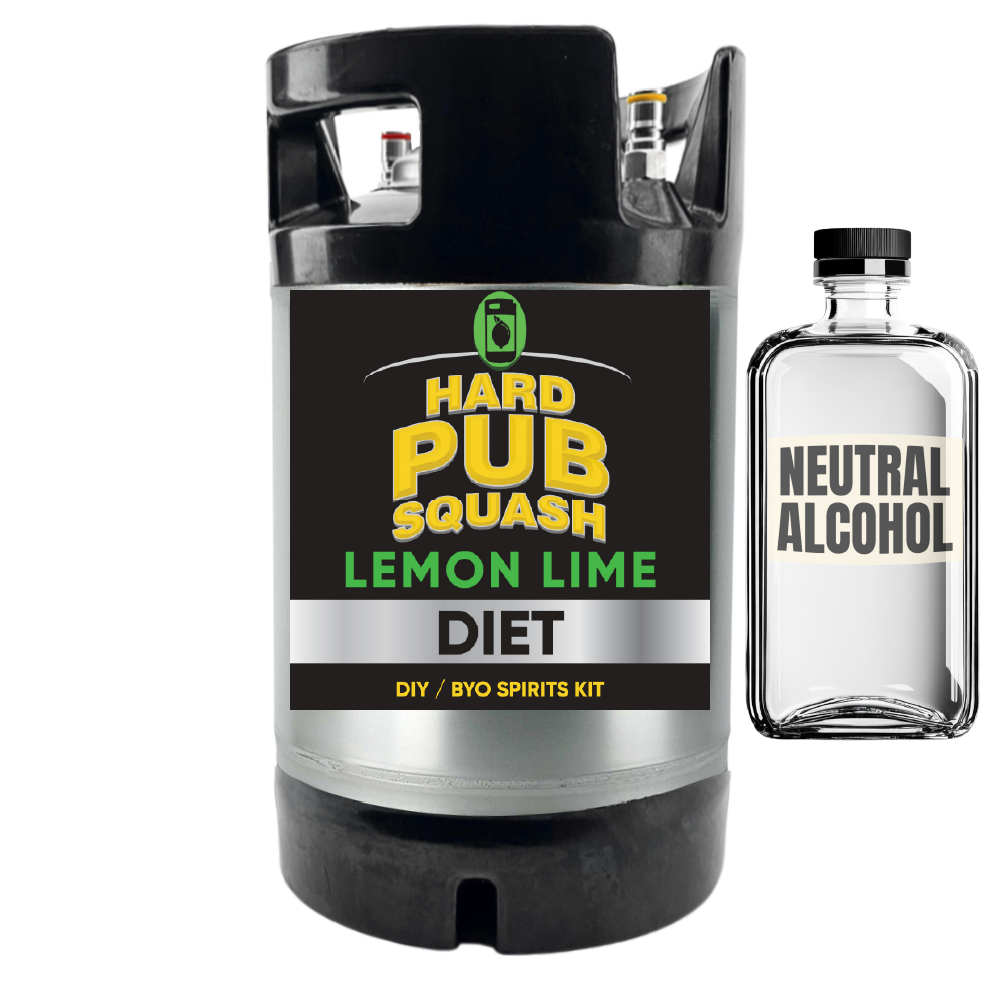 Hard Pub Squash lemon lime diet kit with a small bottle labeled 'Neutral Alcohol' on a white background.