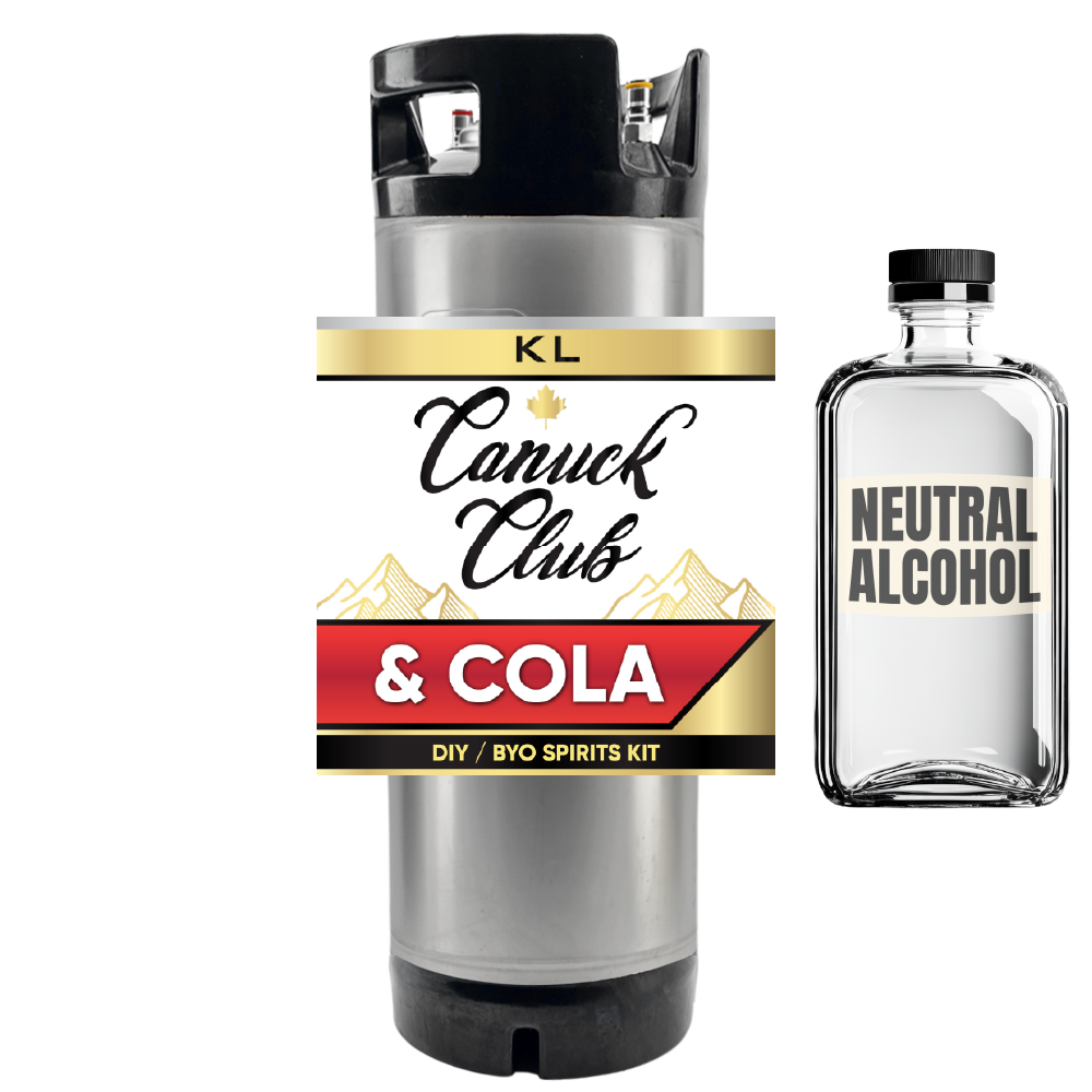 Canuck Club & Cola DIY BYO Spirits Kit with neutral alcohol bottle on a white background