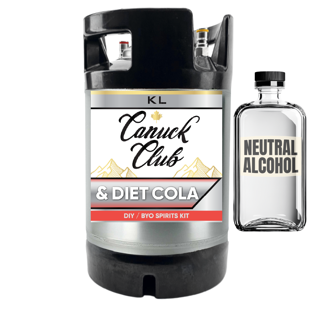 Canuck Club & Diet Cola DIY spirits kit with a bottle of neutral alcohol on a white background