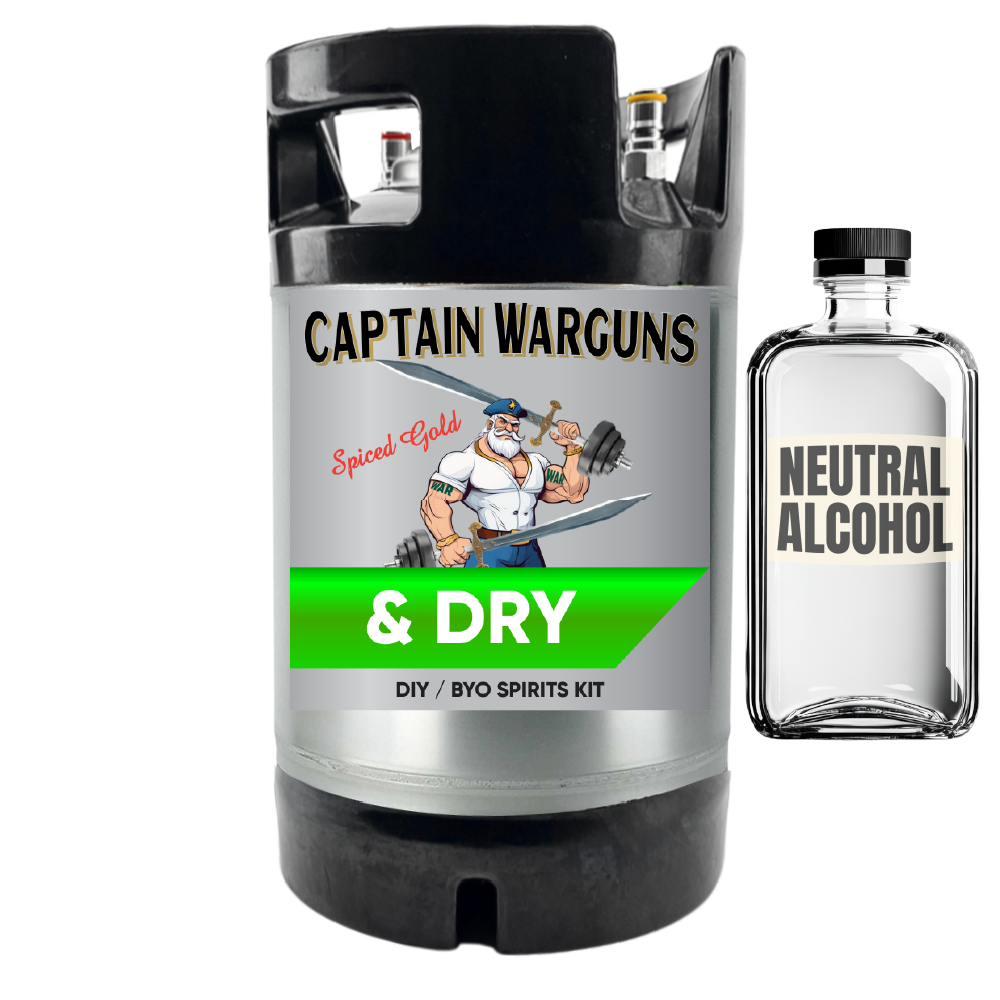 Captain Warguns DIY spirits kit with a bottle of neutral alcohol on a white background
