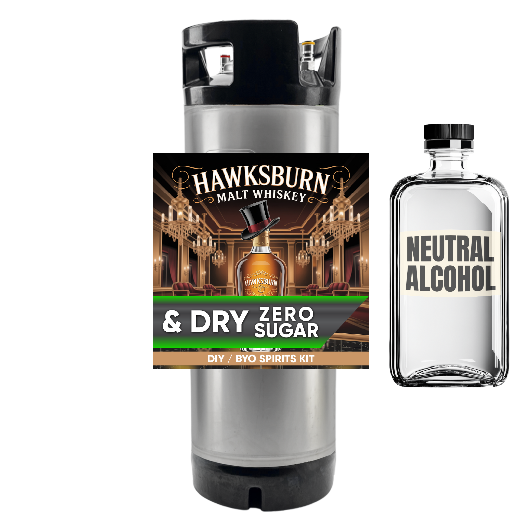 Hawksburn Malt Whiskey and Dry - Zero Sugar - DIY ~ BYO Spirits Keg Kit 19L