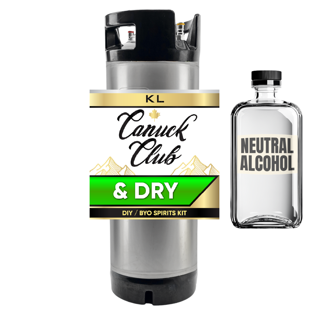Canuck Club & Dry DIY BYO Spirits Kit with a bottle labeled 'Neutral Alcohol' on a white background.