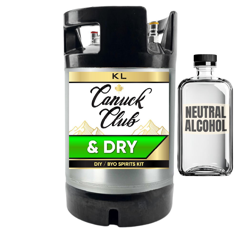 Canuck Club & Dry DIY BYO Spirits Kit with a bottle of neutral alcohol on a white background