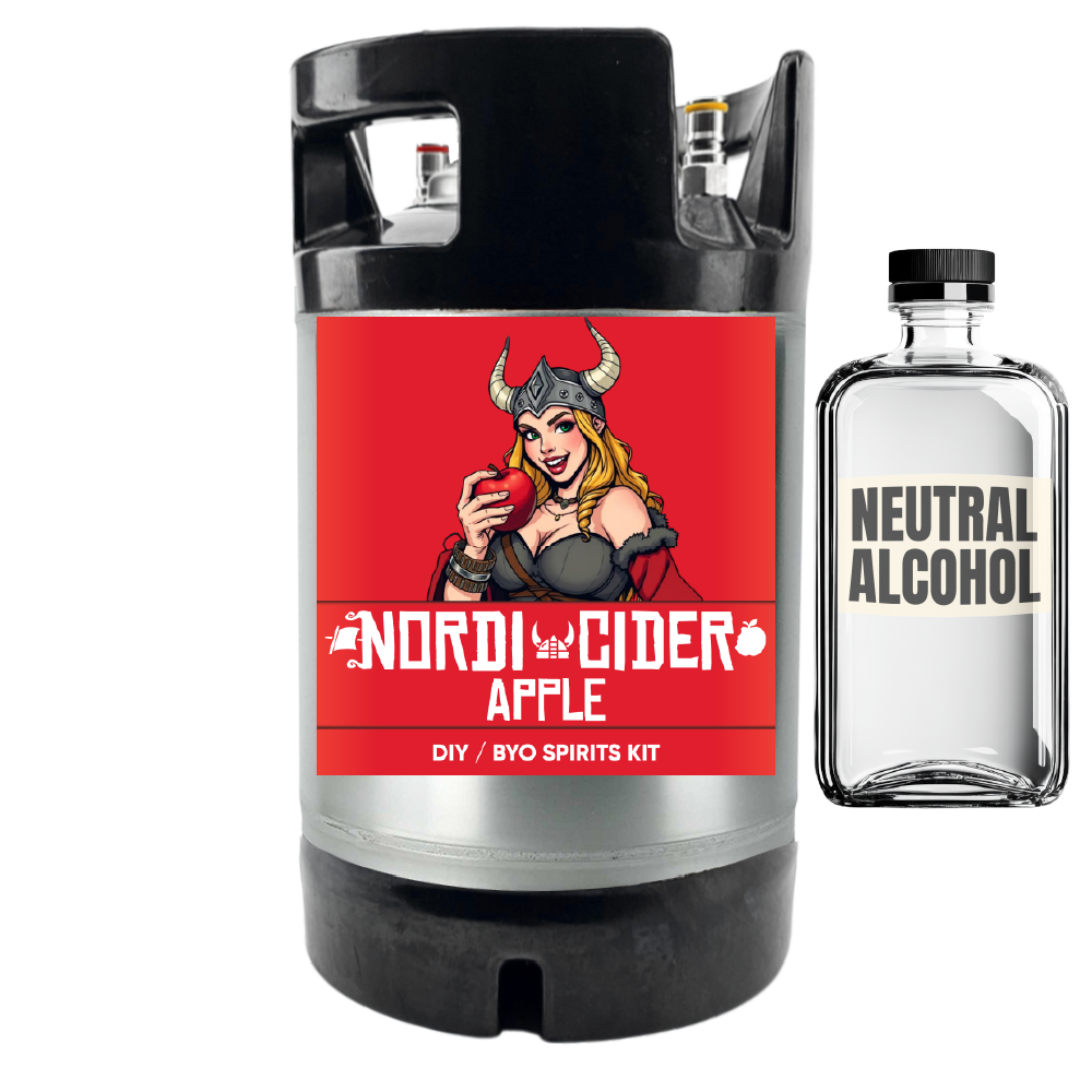 Nordi Cider Apple DIY BYO Spirits Kit with a bottle labeled 'Neutral Alcohol' on a white background